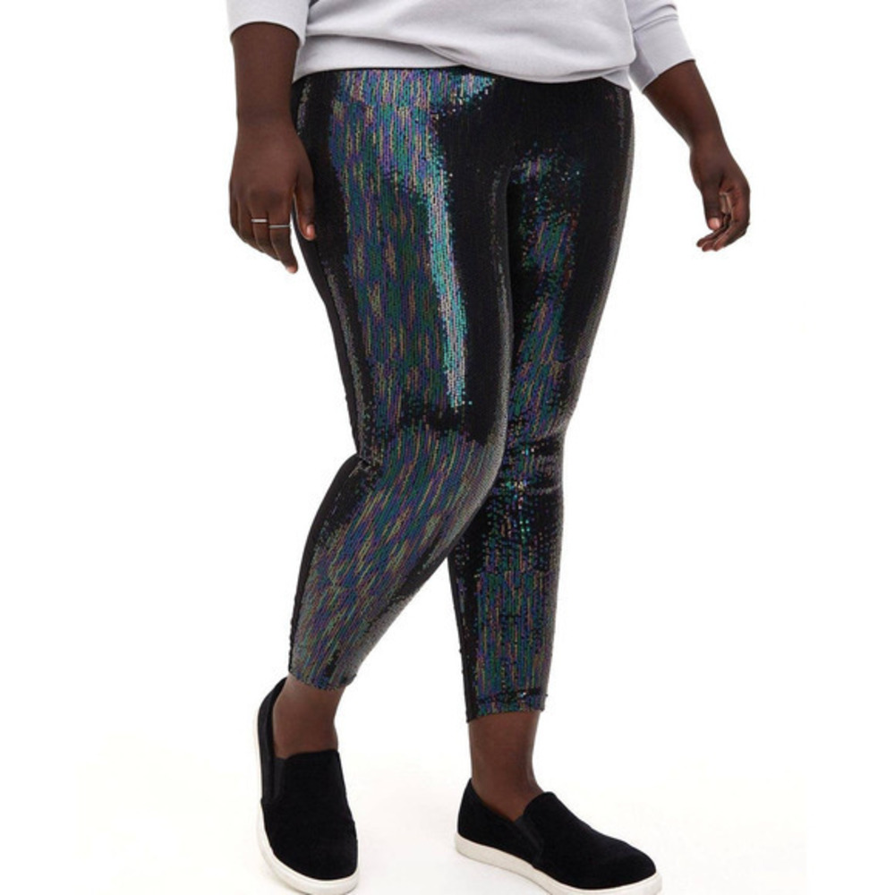 New Torrid 1 (1X 14/16) Iridescent Sparkle Sequins‎ Full Length Premium Leggings